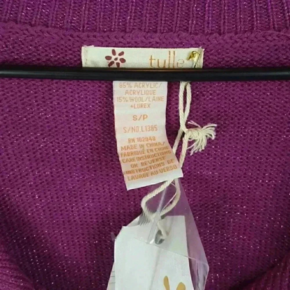 💜 {New} NWT Tulle Purple Zipper Sweater - Picture 4 of 4